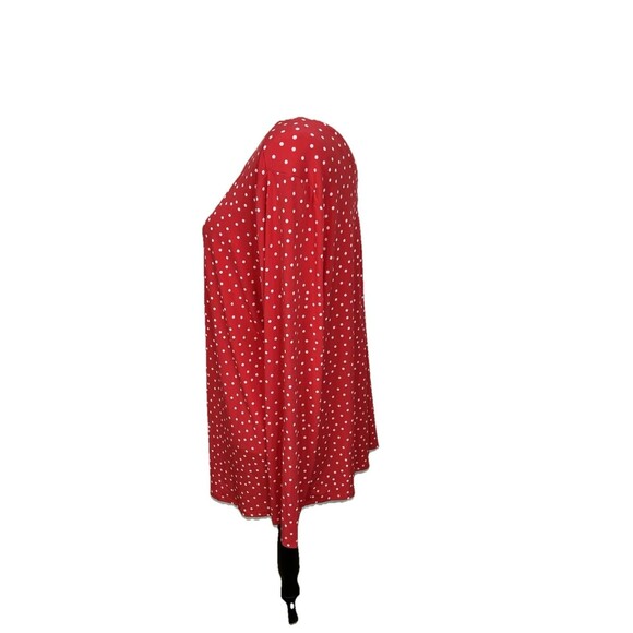 Susan Graver HSN Blouse Plus Size 1X Tunic Top Red & White Polka Dot Keyhole Top - Picture 6 of 10